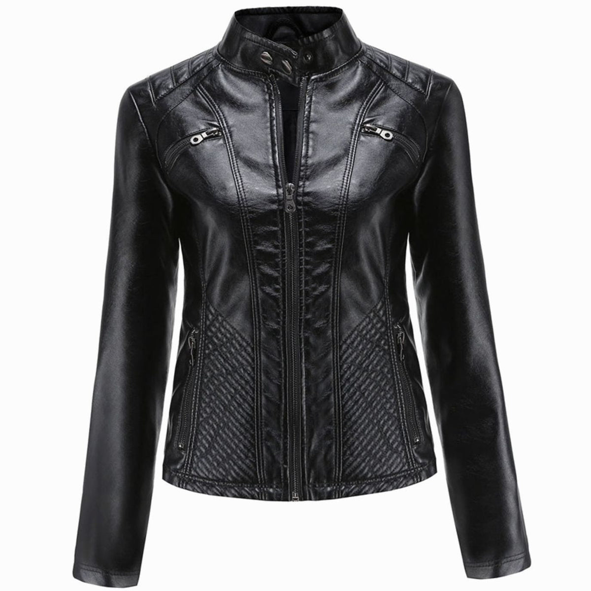 Women's Edgy Faux Leather Quilted Biker Jacket