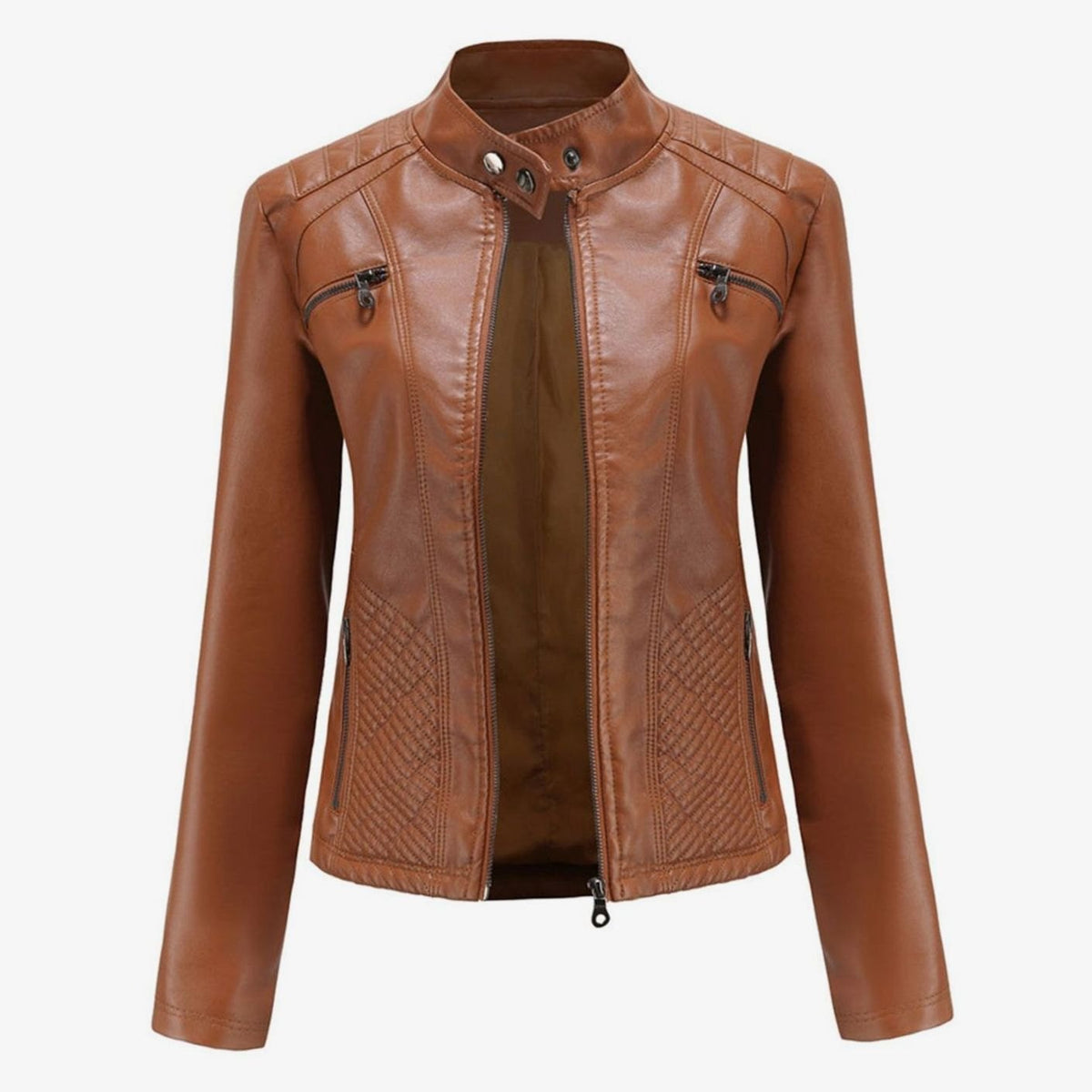 Women's Edgy Faux Leather Quilted Biker Jacket