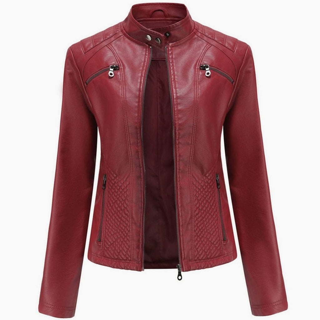 Women's Edgy Faux Leather Quilted Biker Jacket