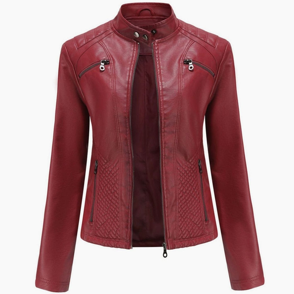 Women's Edgy Faux Leather Quilted Biker Jacket