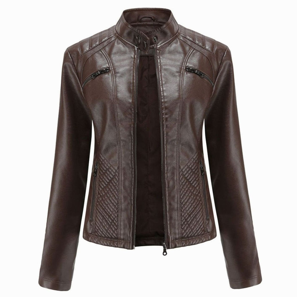 Women's Edgy Faux Leather Quilted Biker Jacket