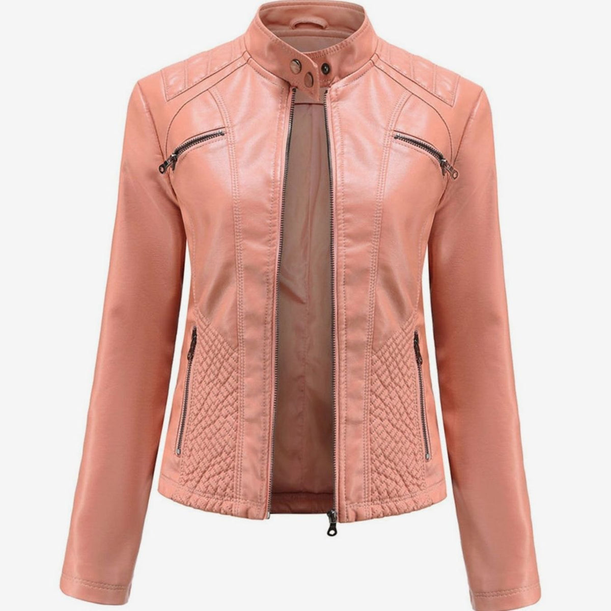 Women's Edgy Faux Leather Quilted Biker Jacket