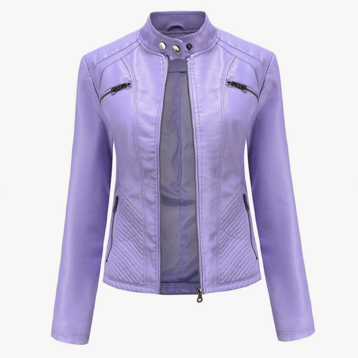 Women's Edgy Faux Leather Quilted Biker Jacket