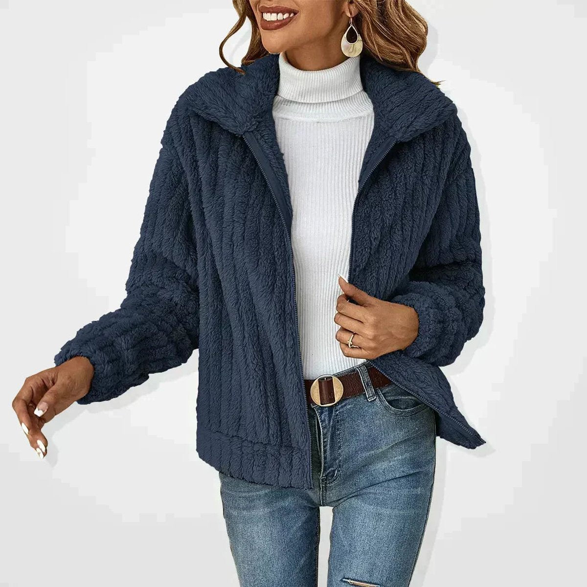 Women's Cozy Zip-Front Fleece Jacket for Fall