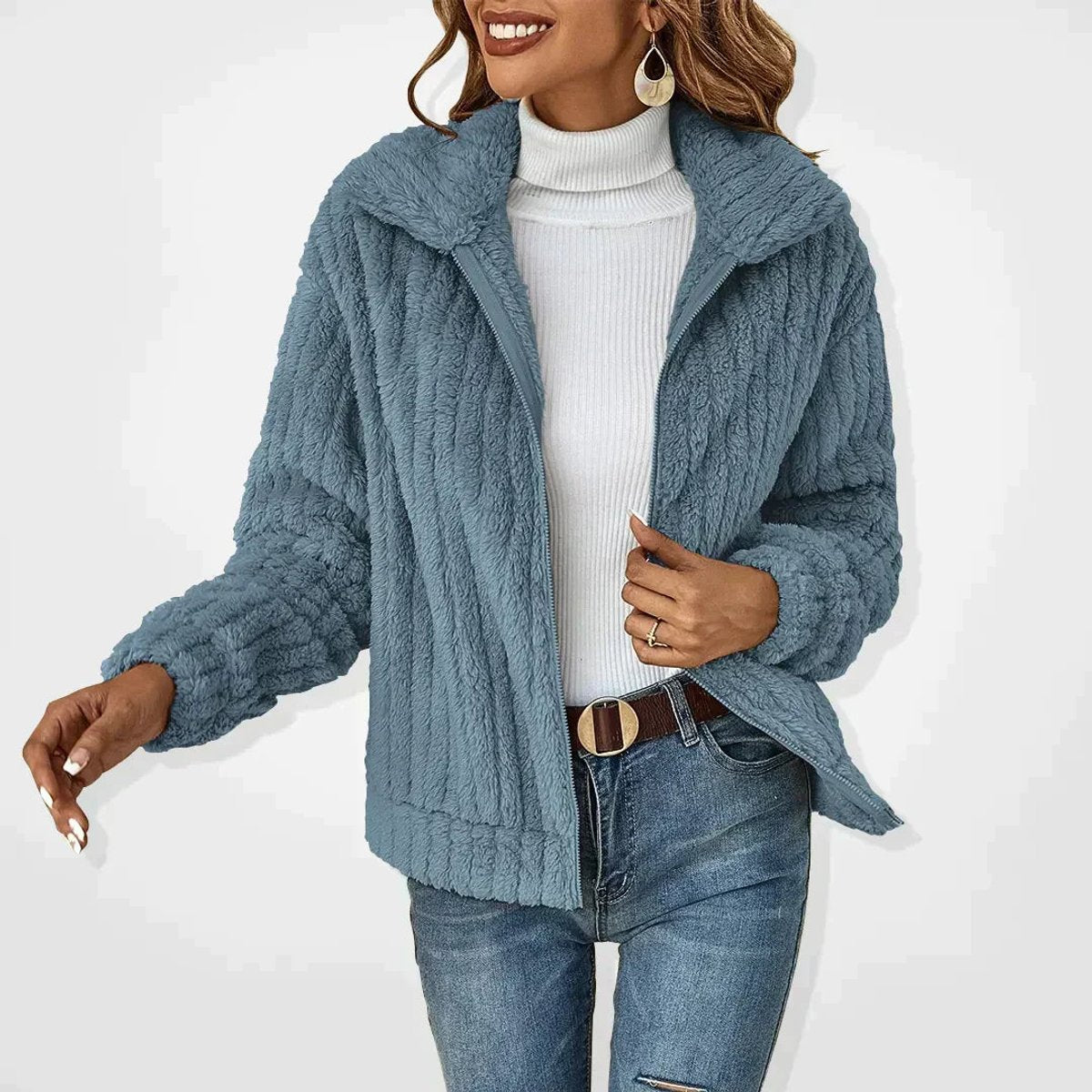 Women's Cozy Zip-Front Fleece Jacket for Fall