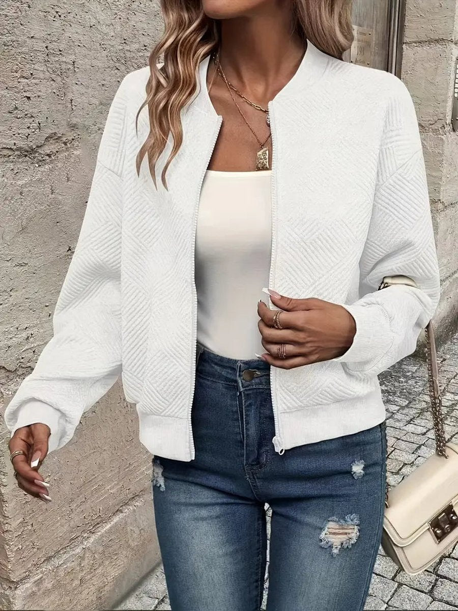 Women's Waist-Length Quilted Bomber Jacket for Everyday