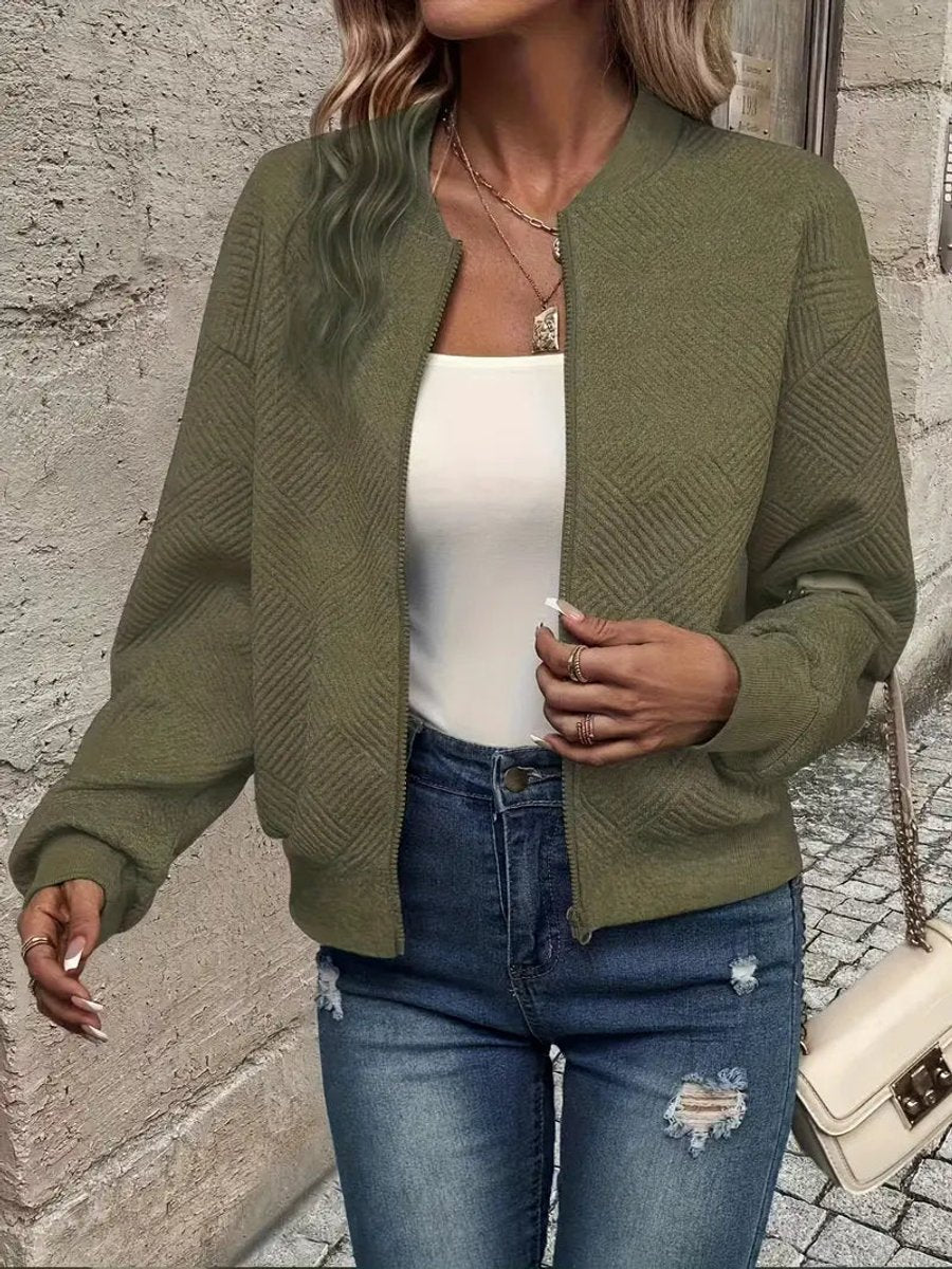 Women's Waist-Length Quilted Bomber Jacket for Everyday
