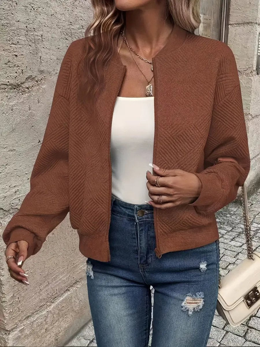 Women's Waist-Length Quilted Bomber Jacket for Everyday