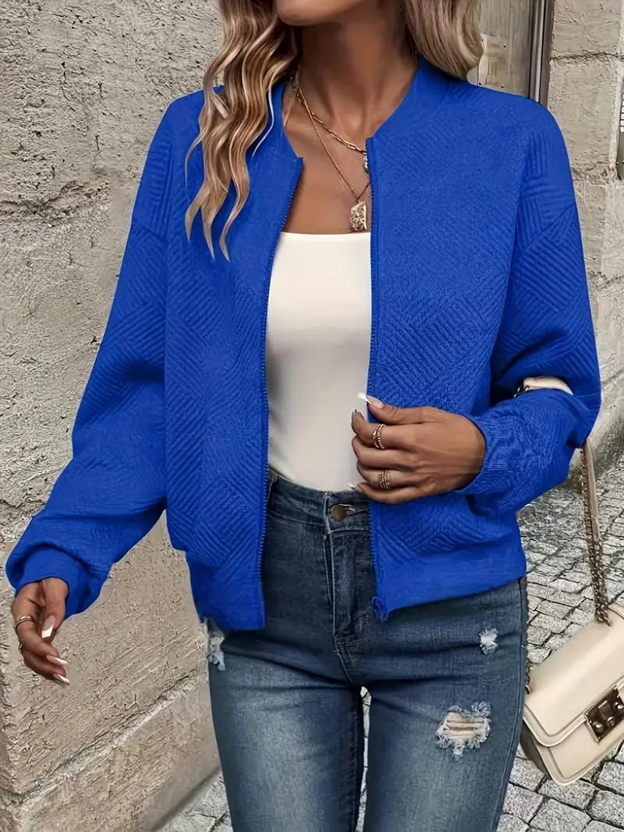 Women's Waist-Length Quilted Bomber Jacket for Everyday