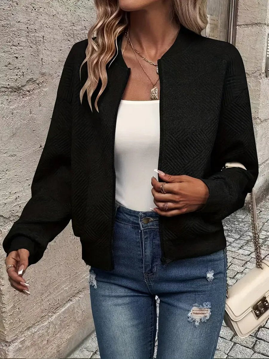 Women's Waist-Length Quilted Bomber Jacket for Everyday