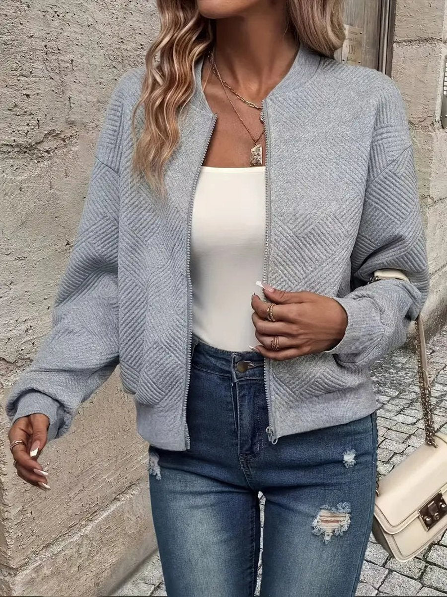 Women's Waist-Length Quilted Bomber Jacket for Everyday