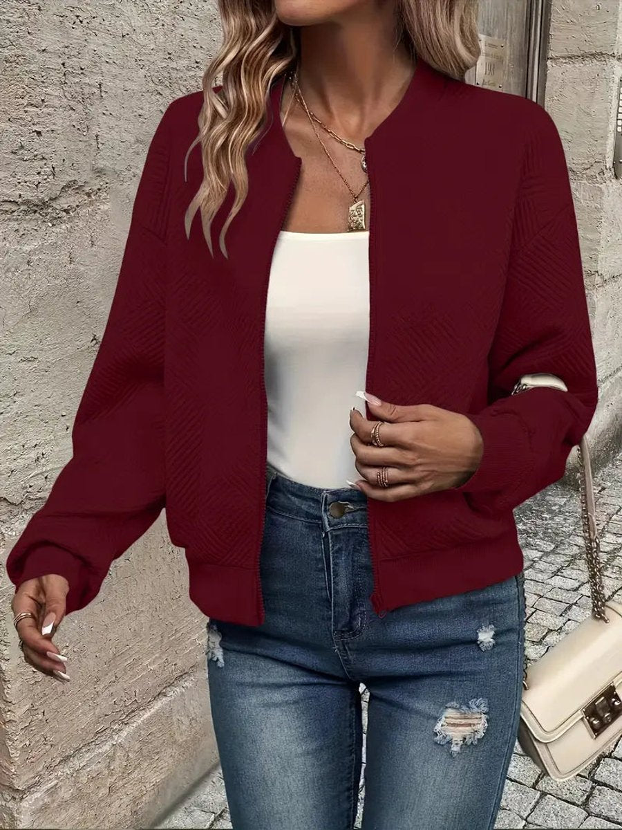 Women's Waist-Length Quilted Bomber Jacket for Everyday