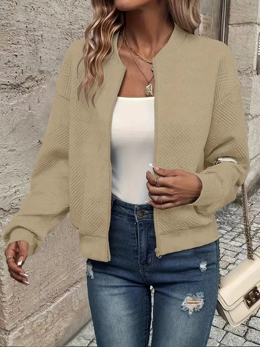Women's Waist-Length Quilted Bomber Jacket for Everyday