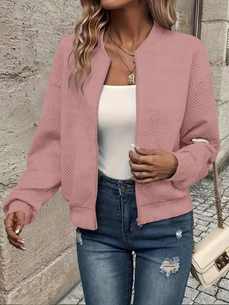 Women's Waist-Length Quilted Bomber Jacket for Everyday