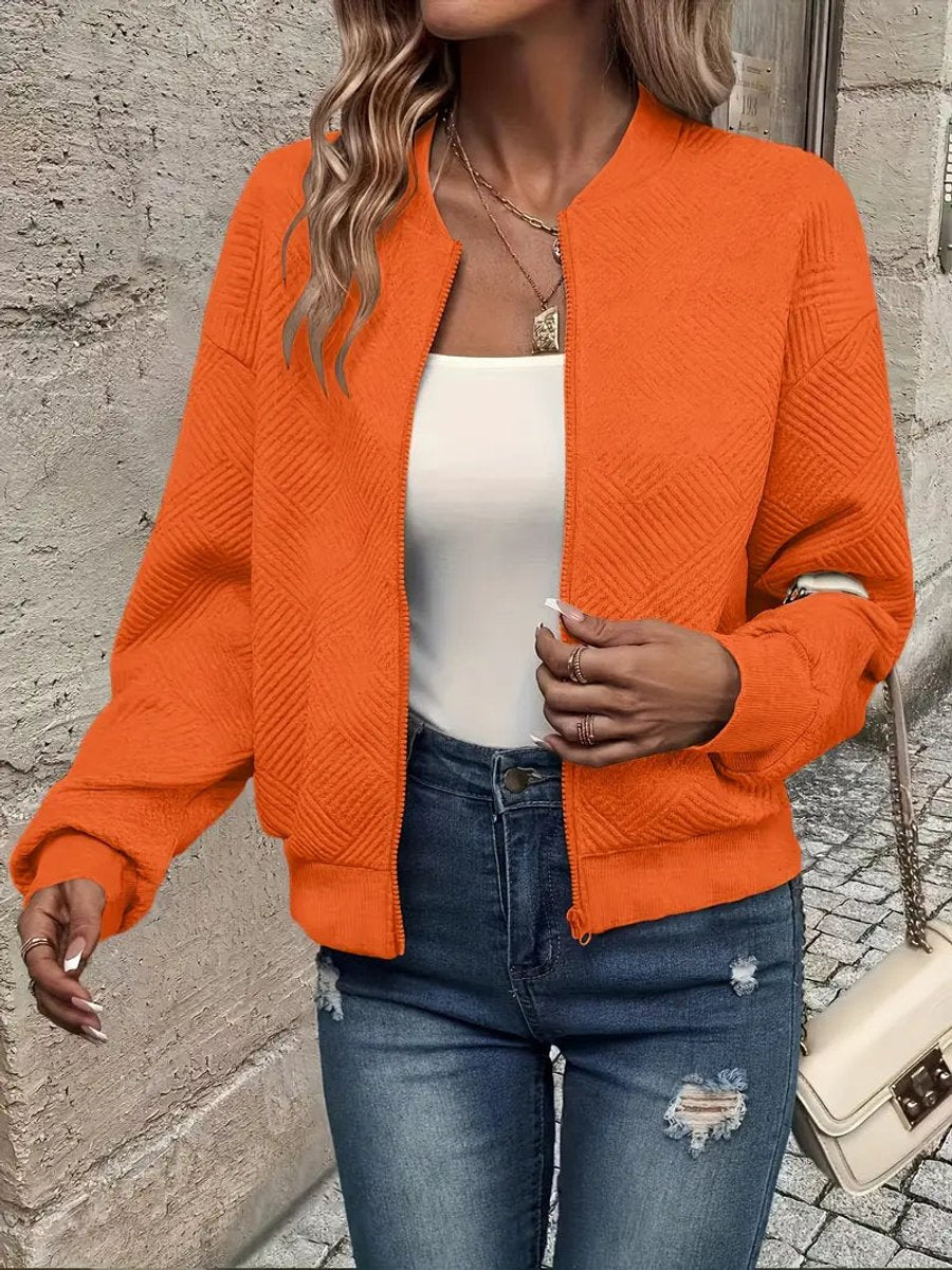 Women's Waist-Length Quilted Bomber Jacket for Everyday