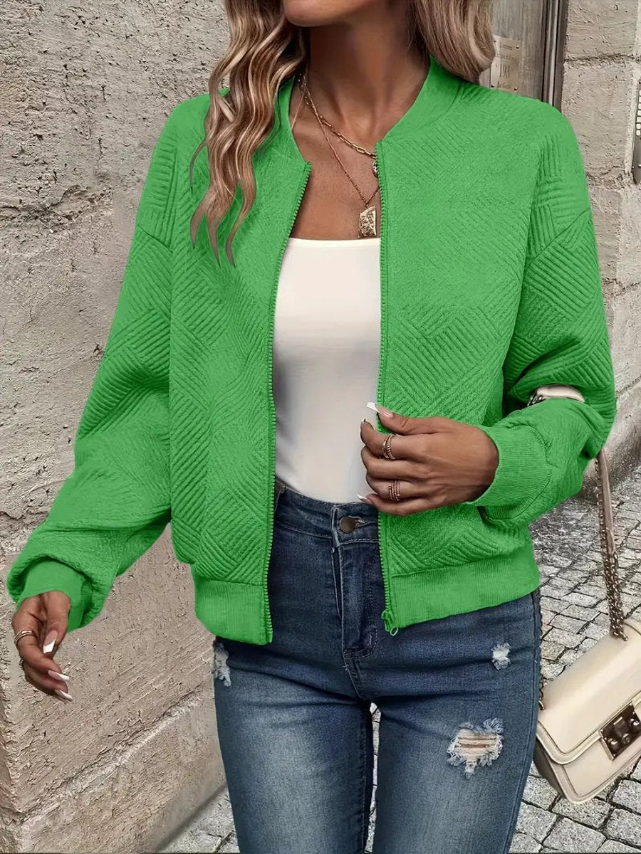 Women's Waist-Length Quilted Bomber Jacket for Everyday