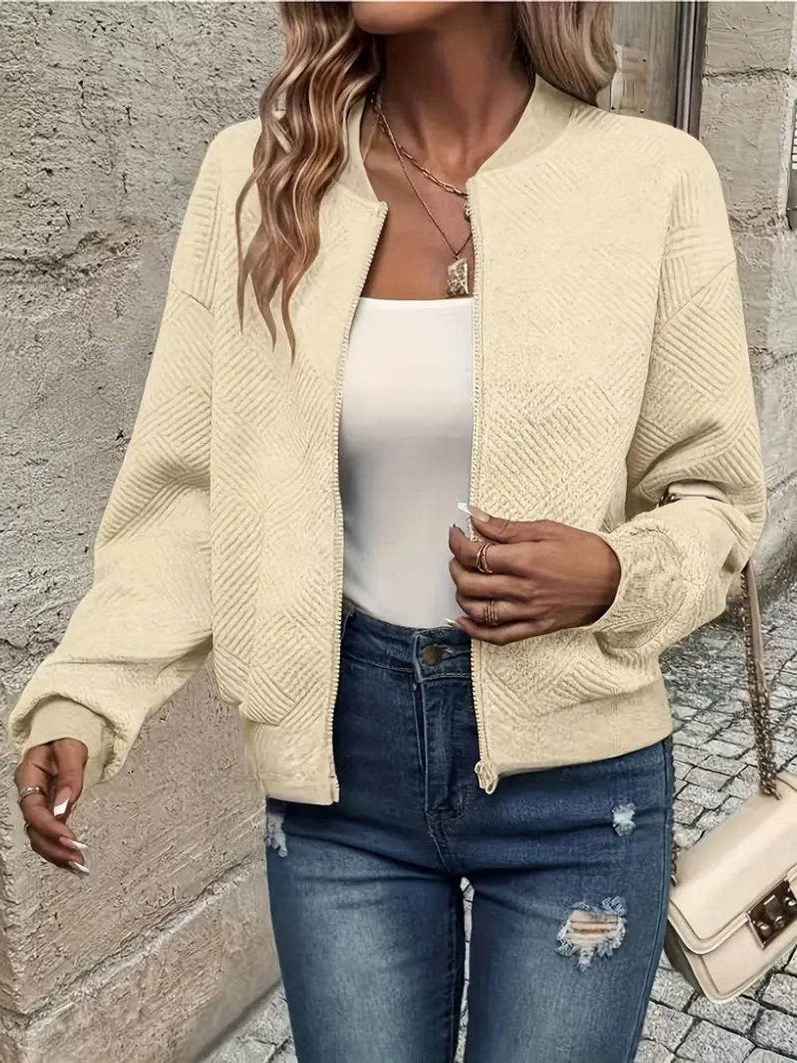 Women's Waist-Length Quilted Bomber Jacket for Everyday
