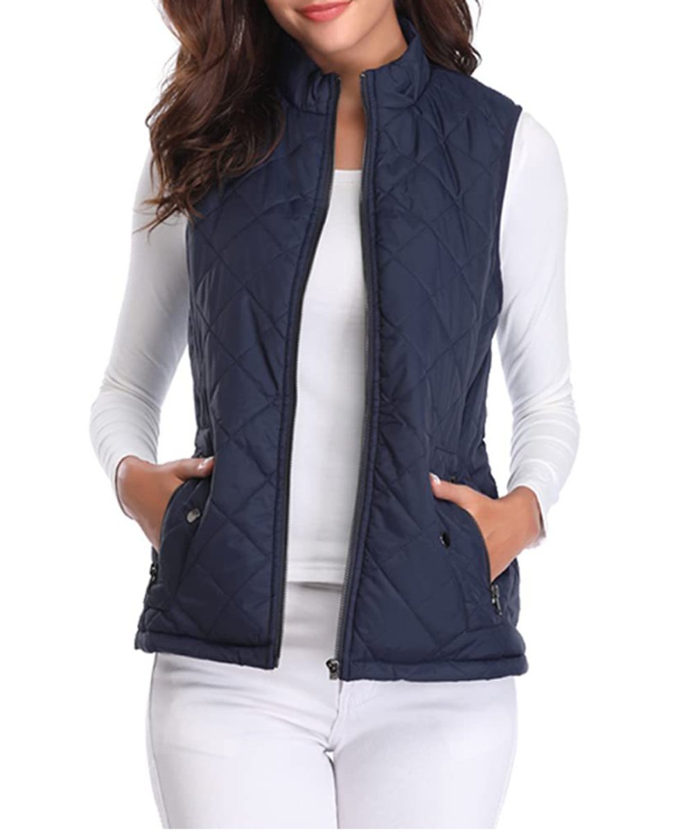 Women's Diamond-Quilted Puffer Gilet with Snap Pockets