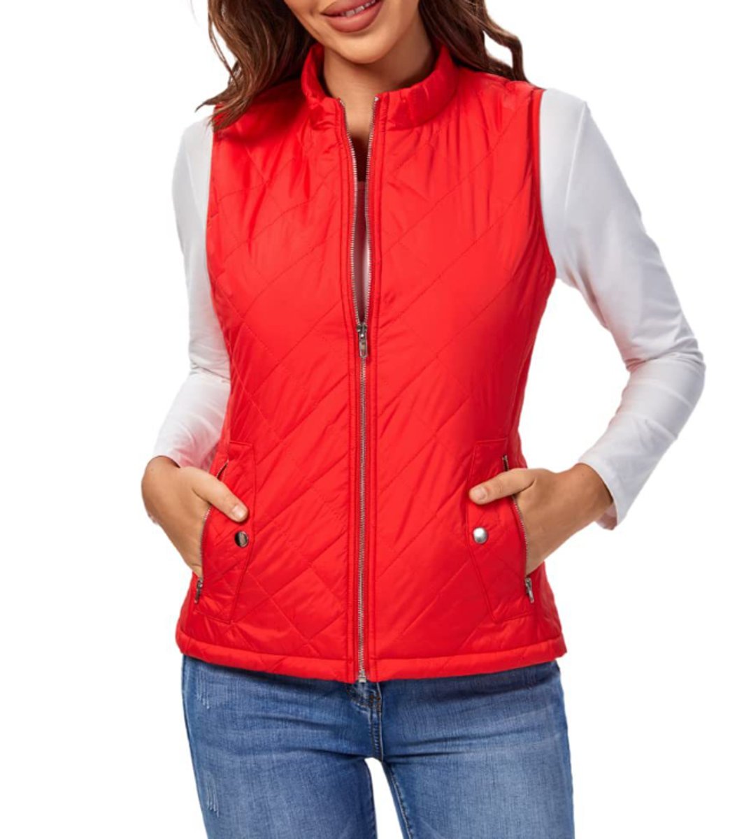 Women's Diamond-Quilted Puffer Gilet with Snap Pockets