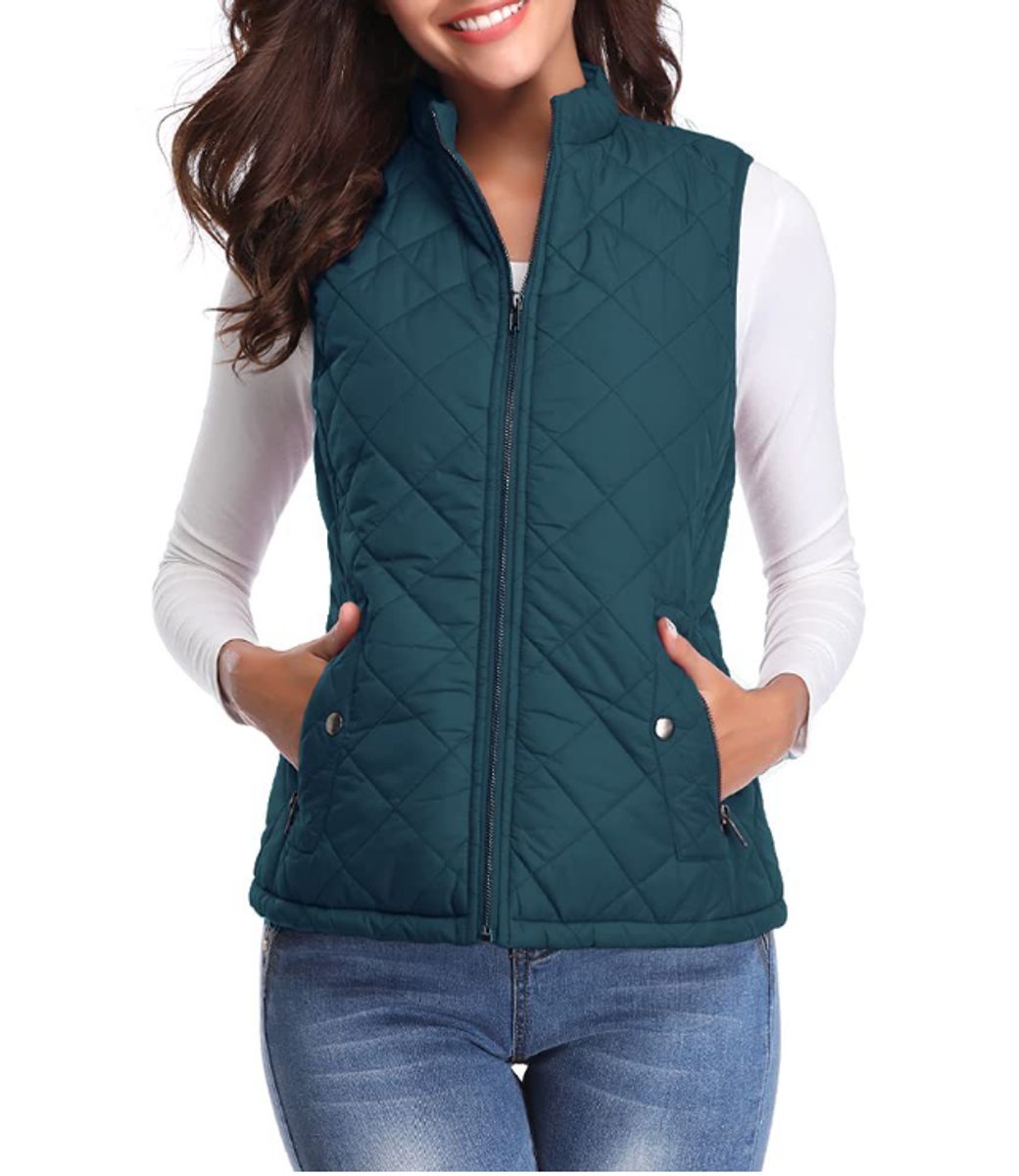 Women's Diamond-Quilted Puffer Gilet with Snap Pockets