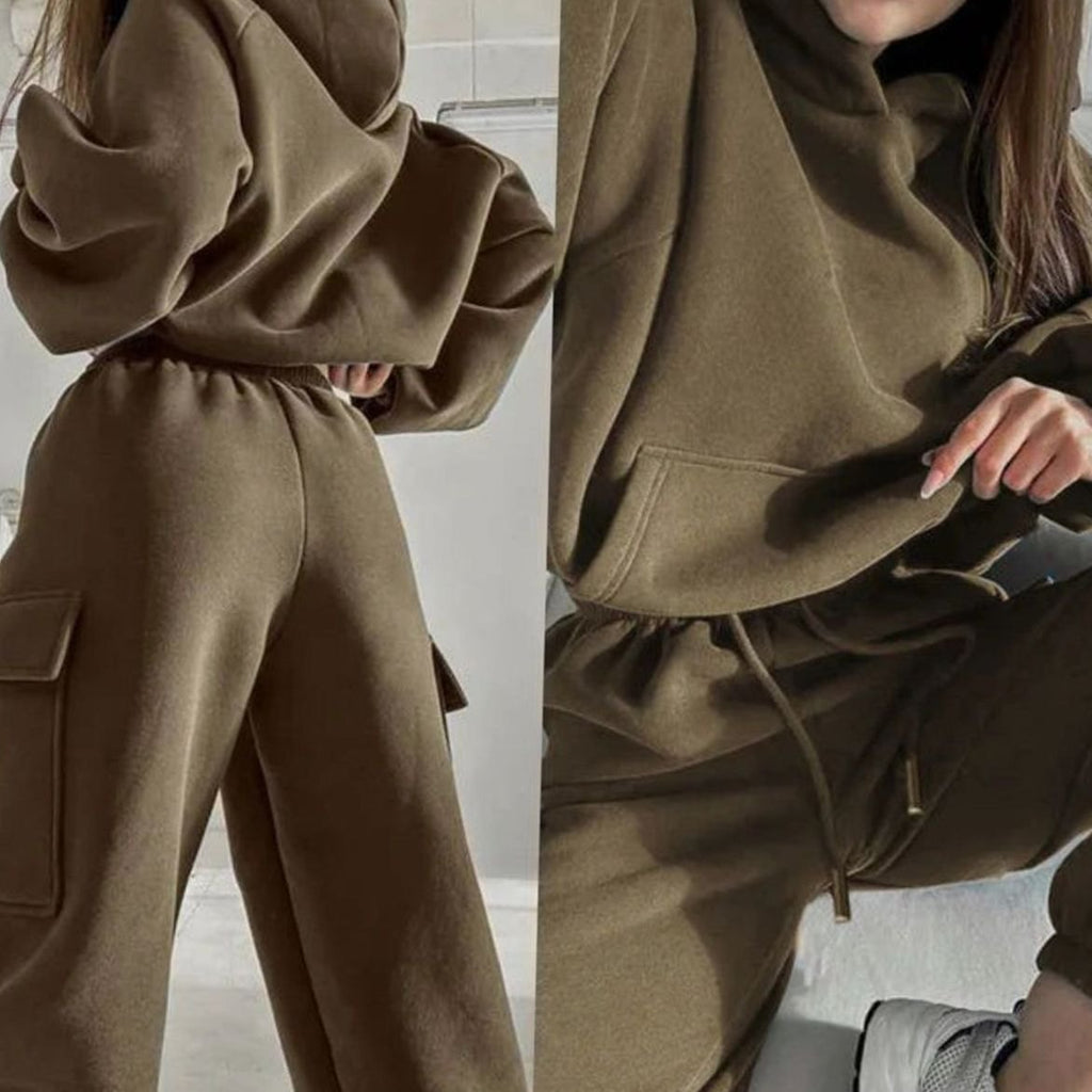 Women's Relaxed Cargo Utility Jogger Sweatsuit Set
