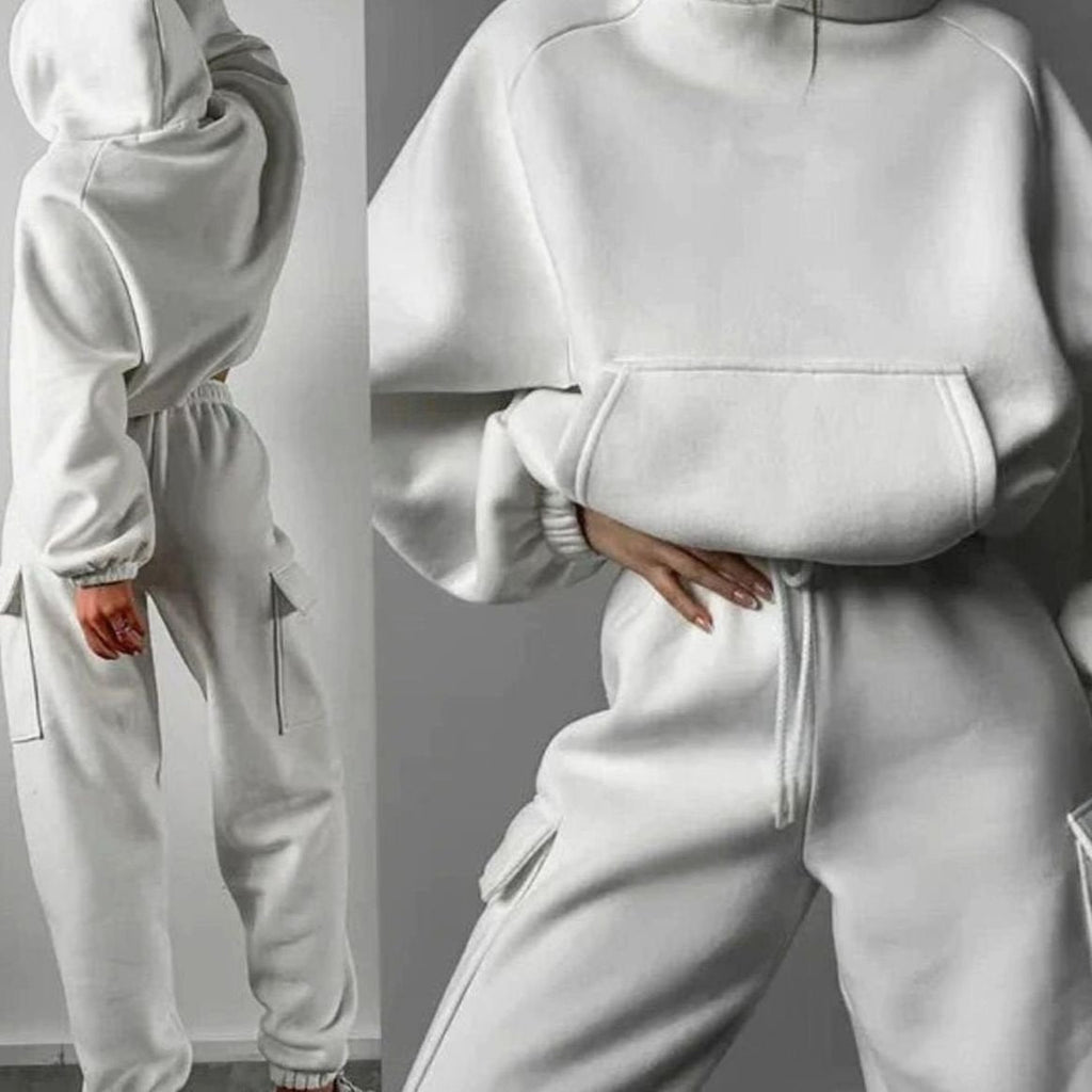Women's Relaxed Cargo Utility Jogger Sweatsuit Set