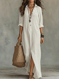 Women's Casual Relaxed Long Shirtwaist Maxi Dress