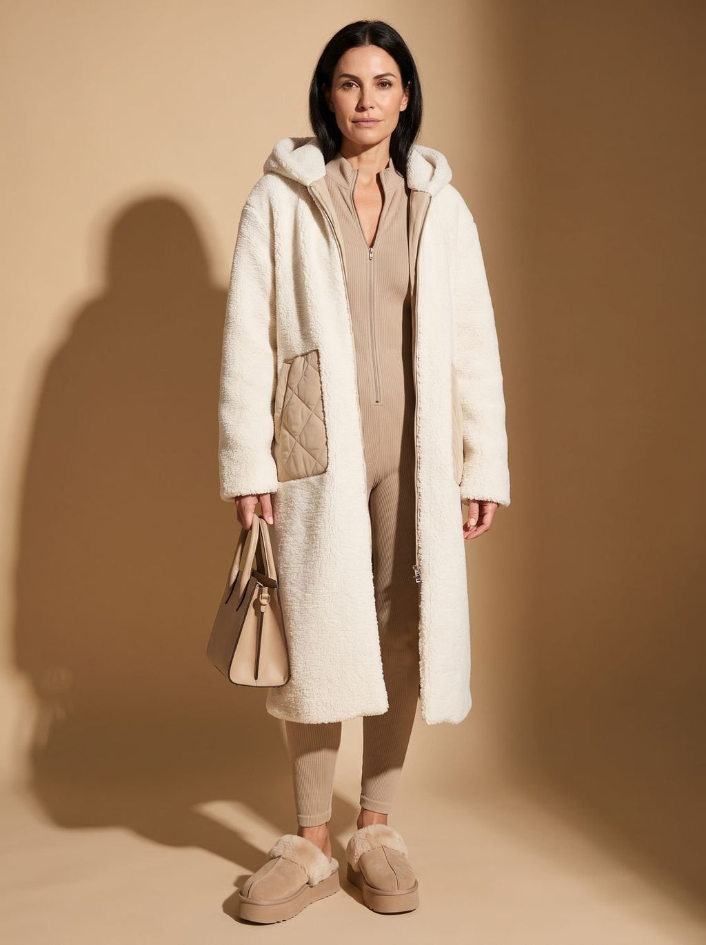 Women's Flip-Side Puffer Coat with Plush Sherpa Hood