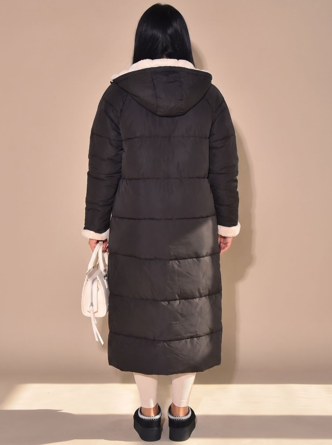 Women's Flip-Side Puffer Coat with Plush Sherpa Hood