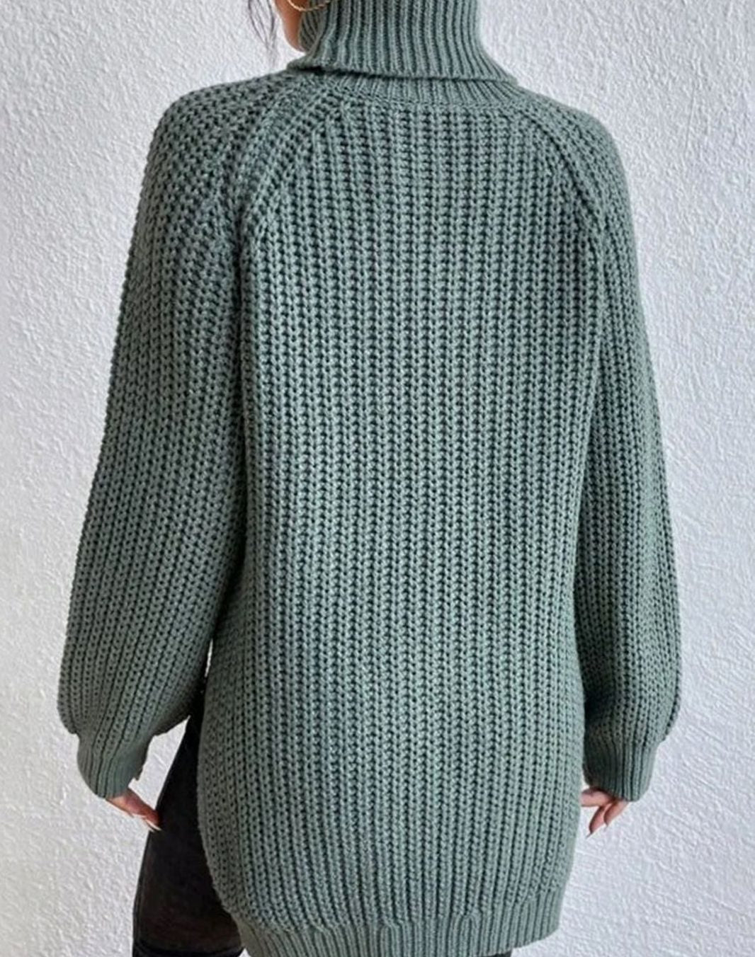 Women's Cozy Ribbed Roll Collar Chunky Knit Pullover