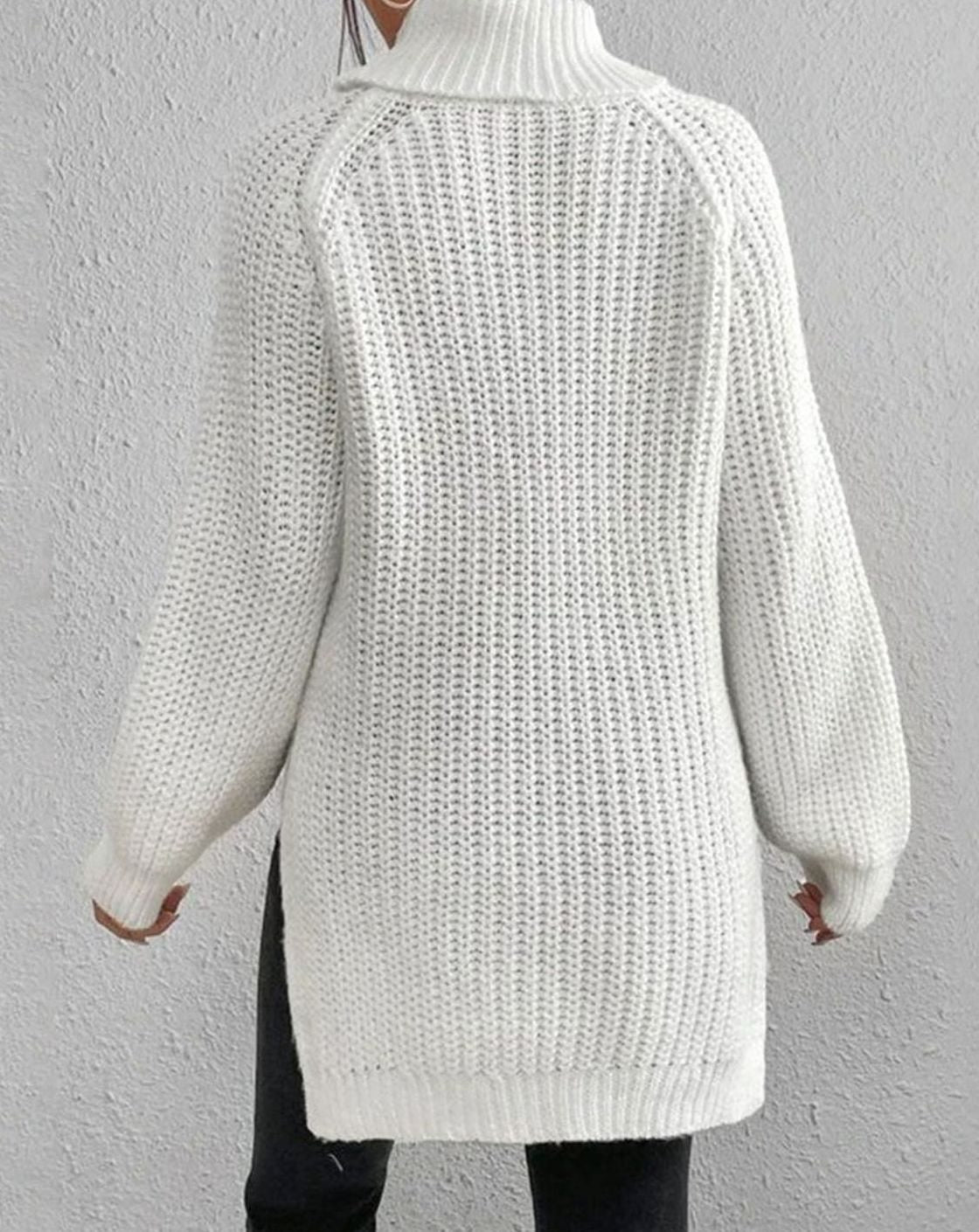 Women's Cozy Ribbed Roll Collar Chunky Knit Pullover