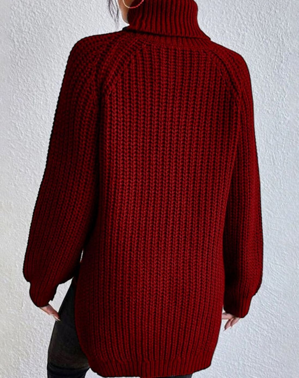 Women's Cozy Ribbed Roll Collar Chunky Knit Pullover