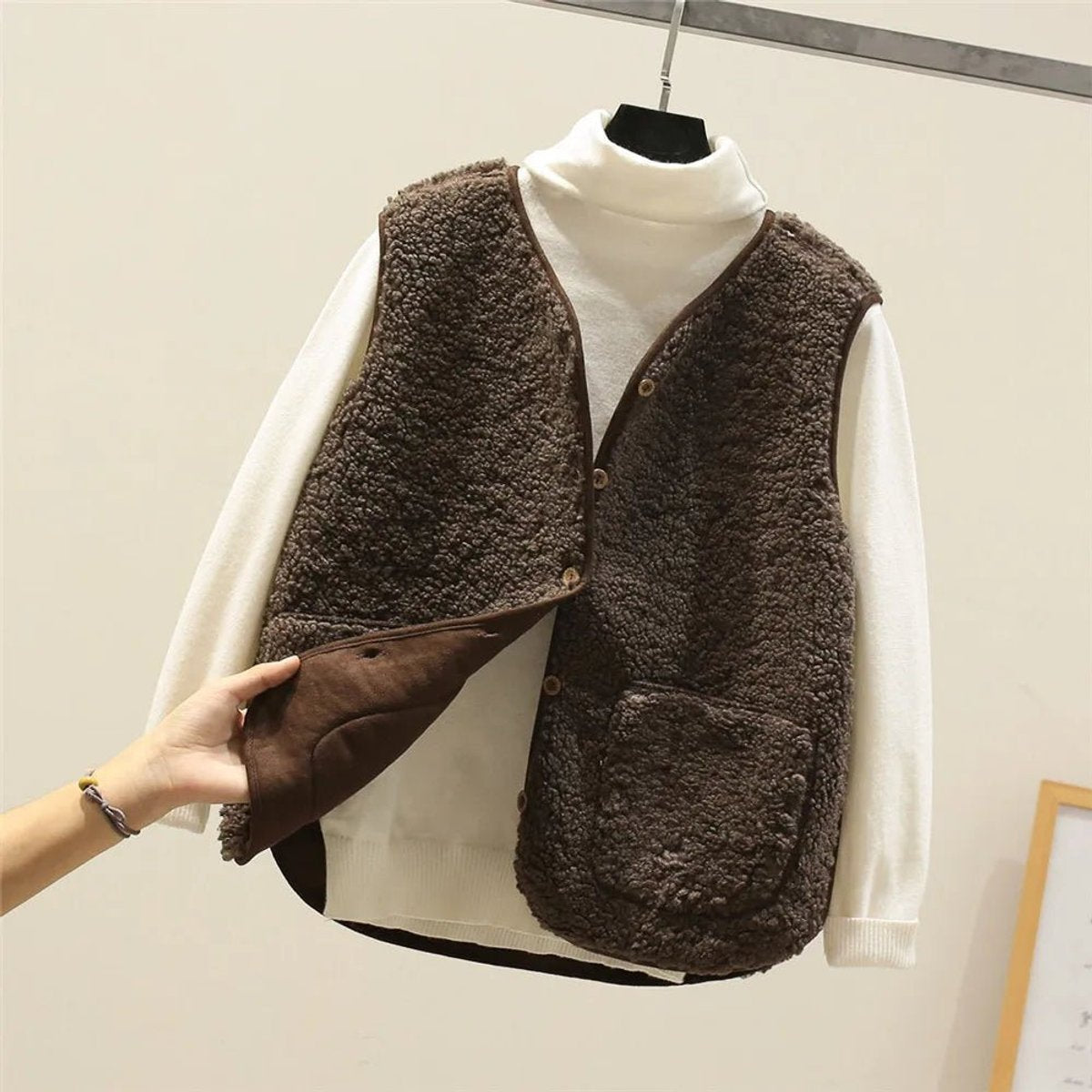 Women's Sherpa Fleece Reversible Sleeveless Vest
