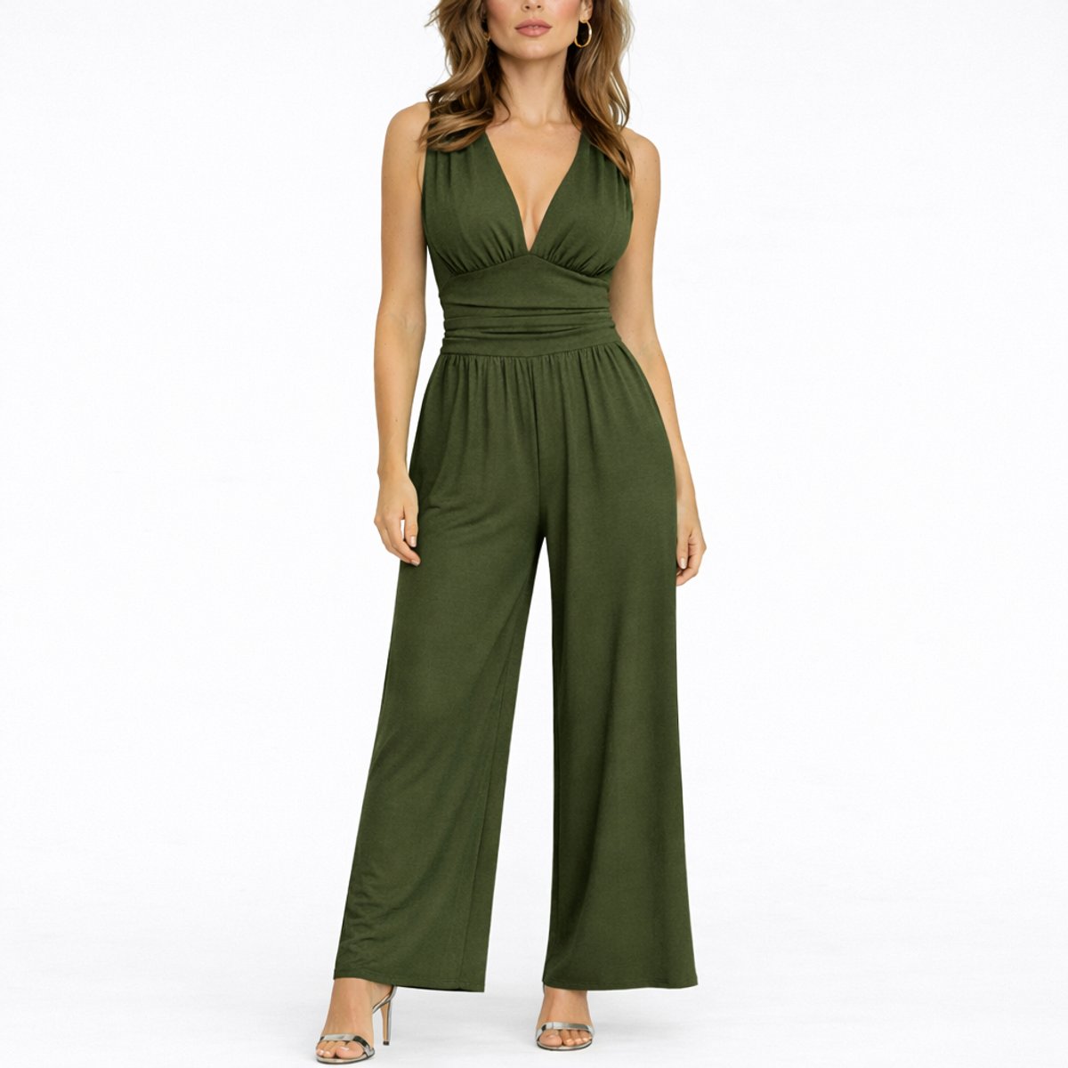 Women's Fluid Wide Leg Cocktail Office Jumpsuit