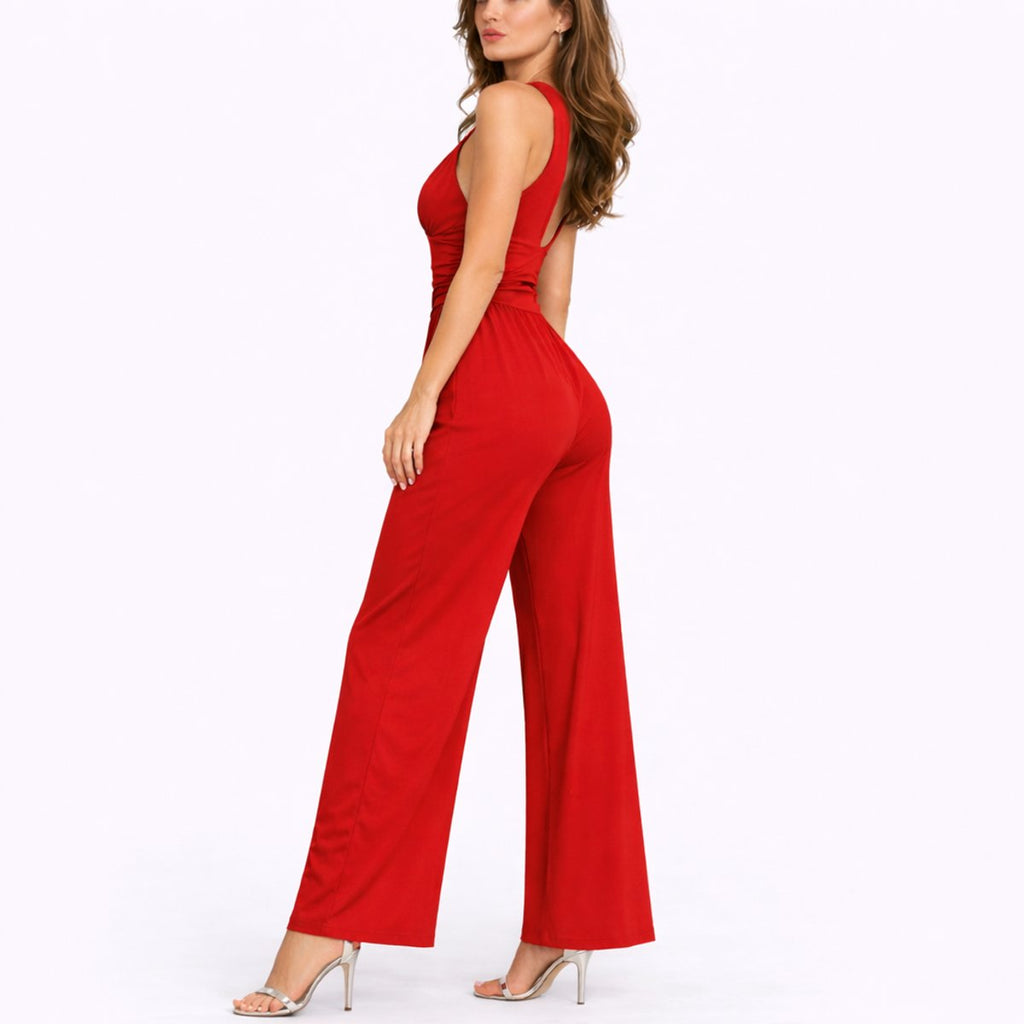 Women's Fluid Wide Leg Cocktail Office Jumpsuit