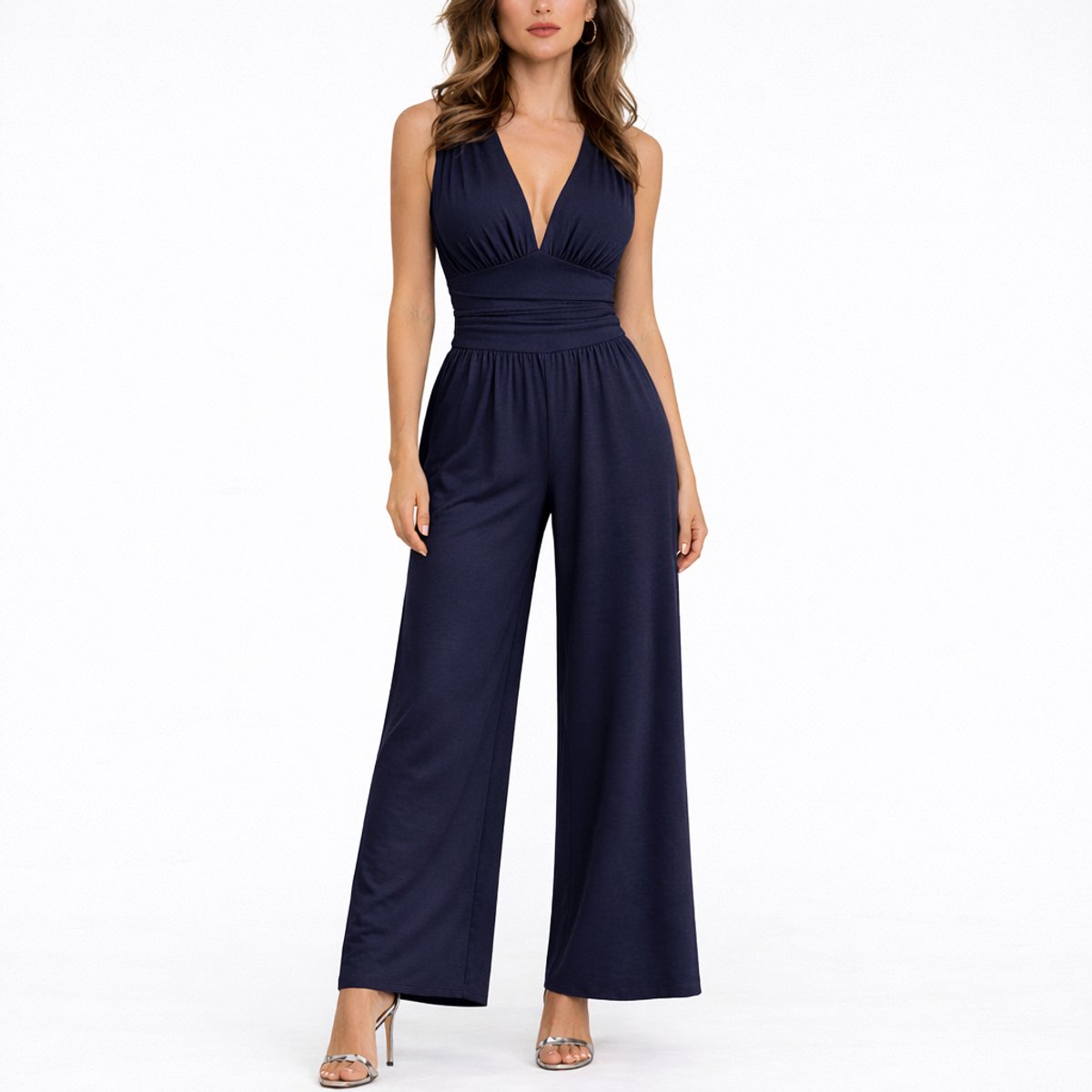 Women's Fluid Wide Leg Cocktail Office Jumpsuit