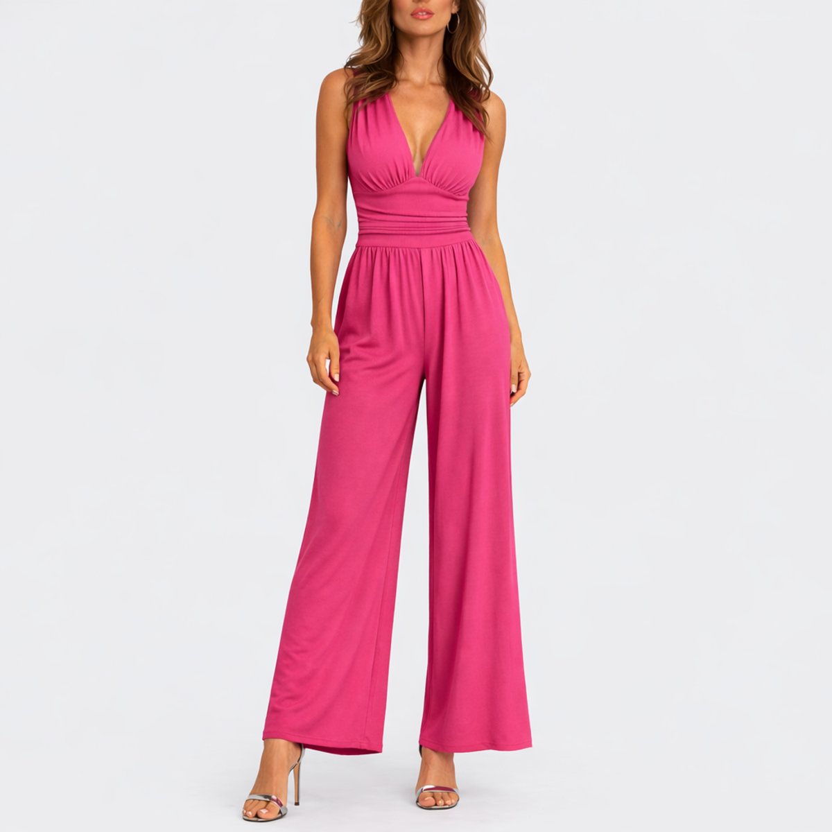 Women's Fluid Wide Leg Cocktail Office Jumpsuit