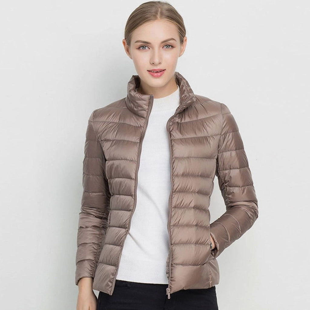 Women's Lightweight Fitted Puffer Overcoat for Weekends