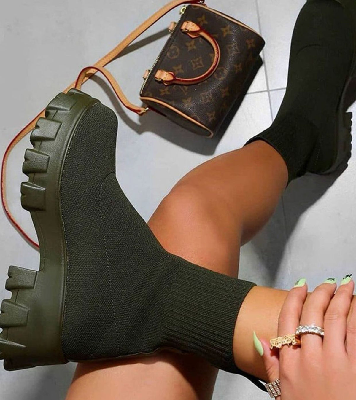 Women's Slip-On Knit Sock Boots with Chunky Sole
