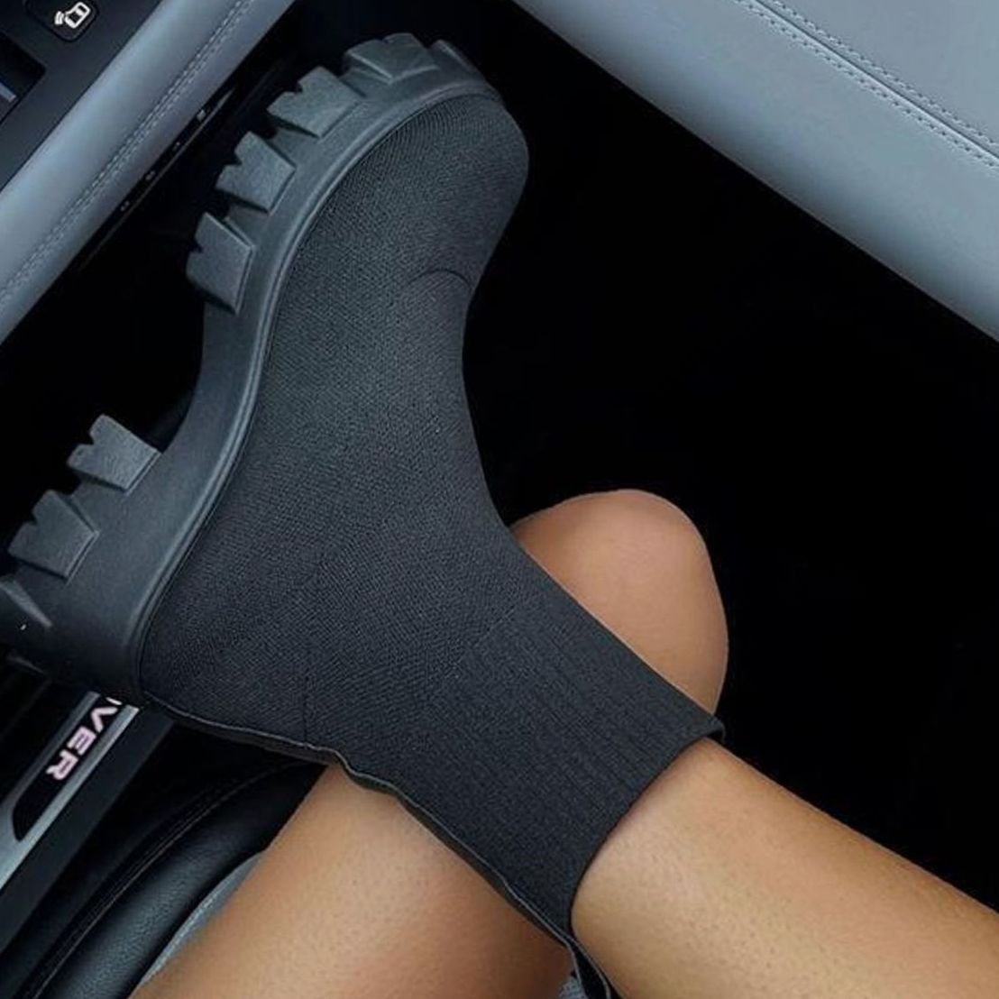 Women's Slip-On Knit Sock Boots with Chunky Sole
