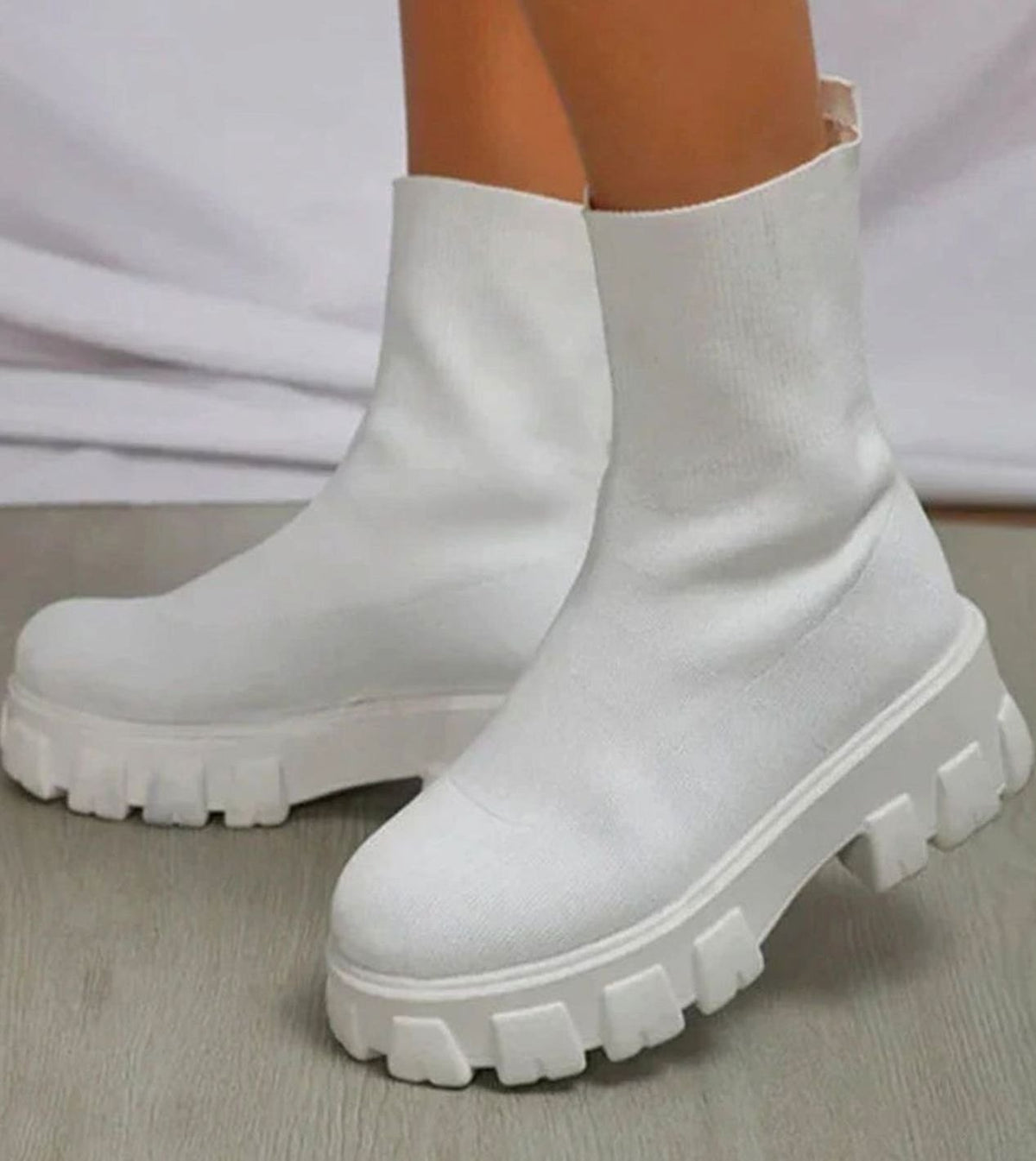 Women's Slip-On Knit Sock Boots with Chunky Sole