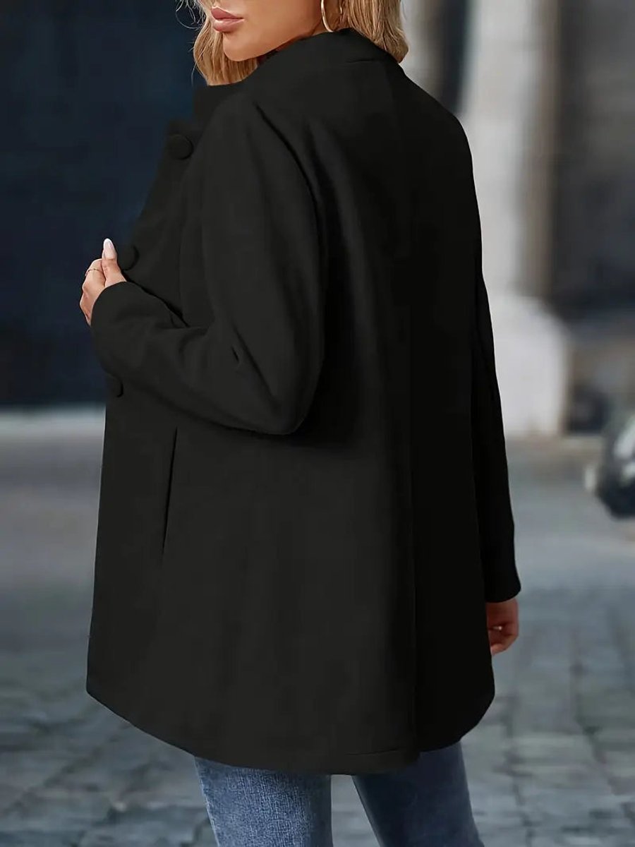 Women's Button Front Stand-Collar Long Tailored Coat