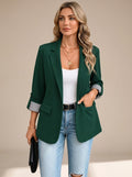 Women's Soft Tailored Jacket with Roll-Up Striped Sleeves