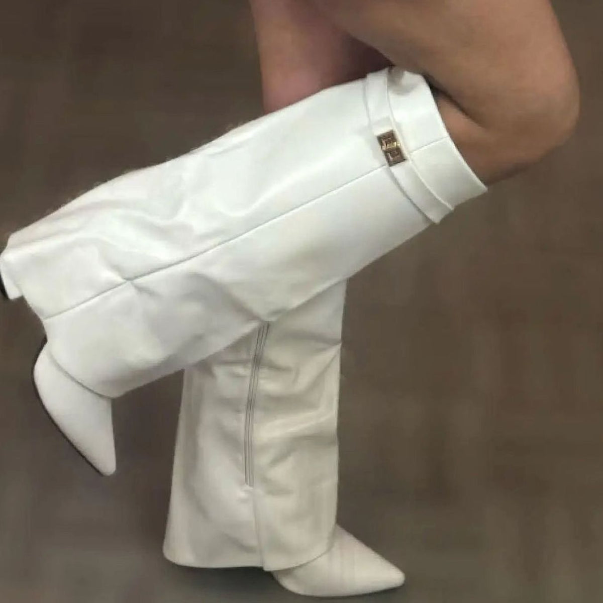 Women's Folded Cuff Suede Tall Boots with Buckle Strap