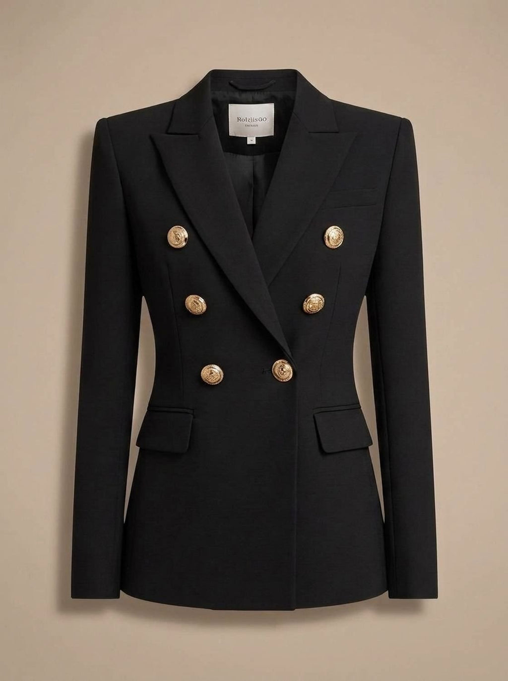 Women's Tailored Blazer with Double-Breasted Metal Buttons