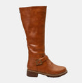 Women's Low Heel Buckled Knee-High Riding Boots