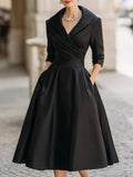 Women's Retro Holiday Cocktail Midi Dress with Wrap Front