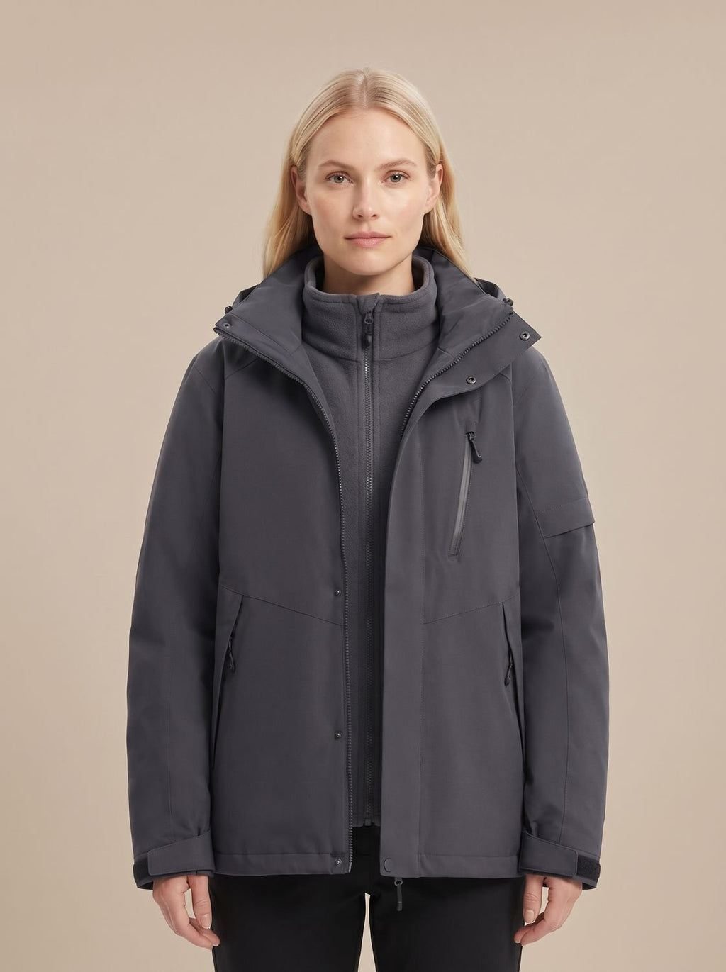 Women's Removable Hooded Winter Shell Jacket
