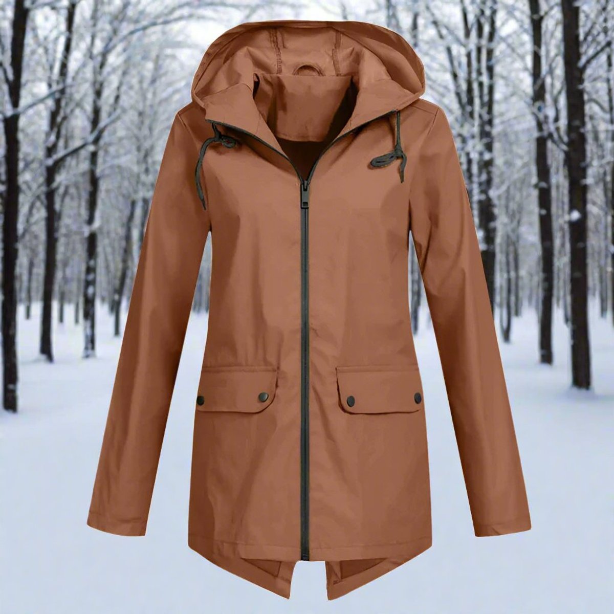 Women's Rainproof Long Jacket for Wet Commutes