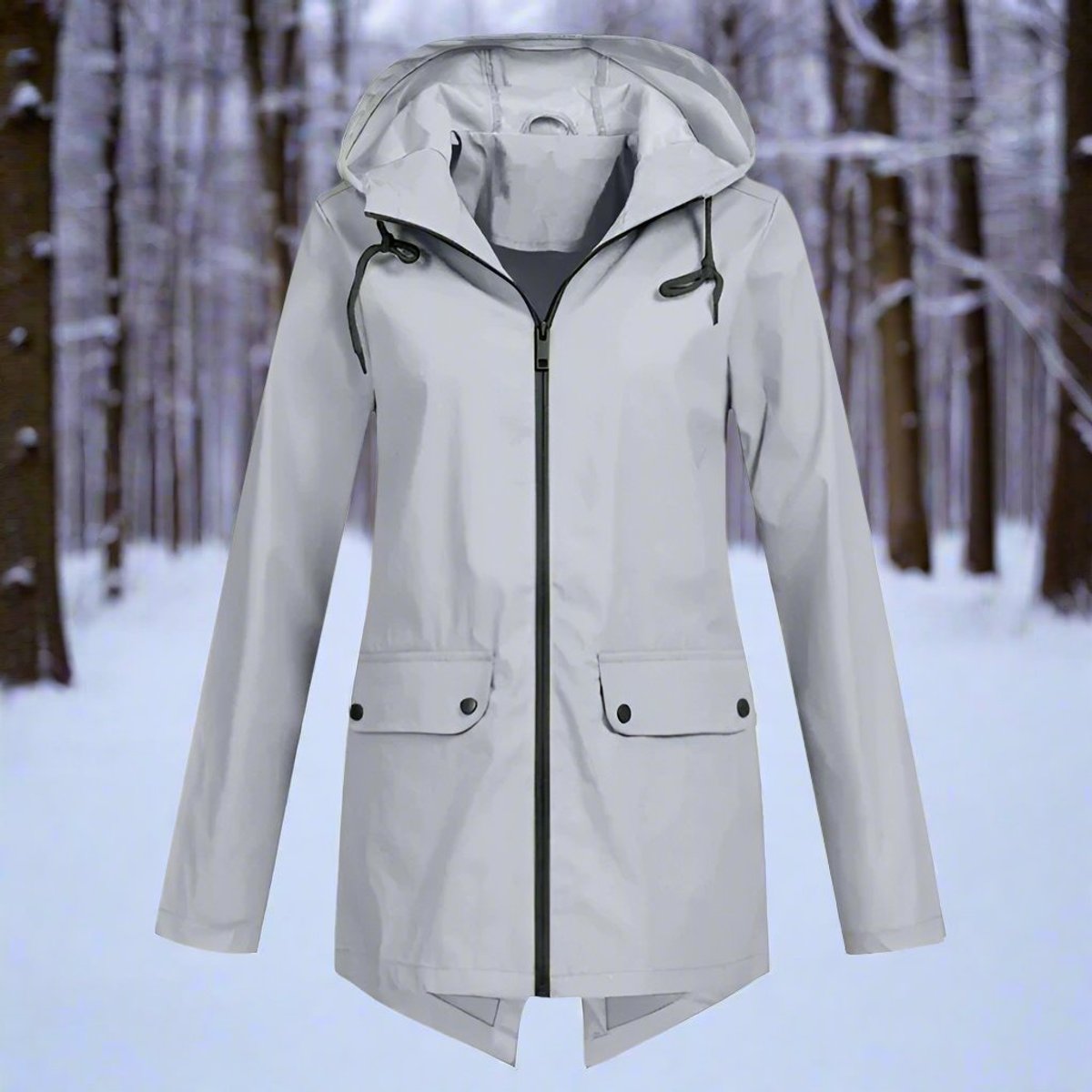 Women's Rainproof Long Jacket for Wet Commutes